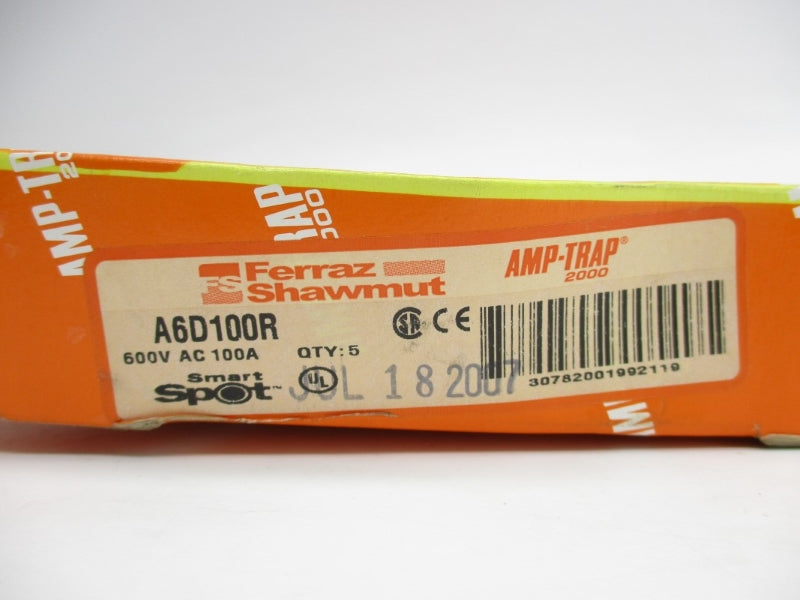 FERRAZ SHAWMUT A6D100R 600VAC/DC 100A (PKG OF 5) (OR/OR) NSMP