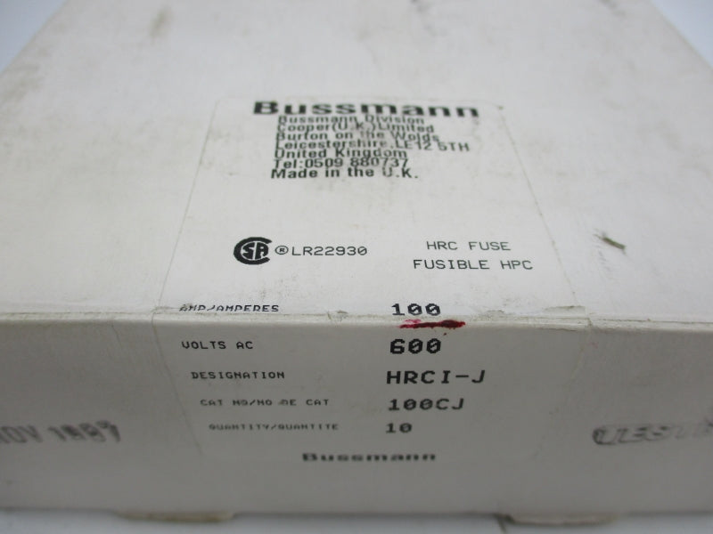 BUSSMANN 100CJ 600VAC 100A (PKG OF 10) NSFS