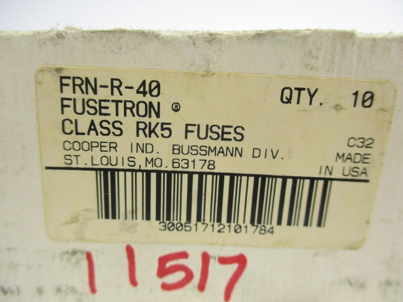 BUSSMANN FRN-R-40 250VAC 40A (PKG OF 10) (WH/BK) NSMP