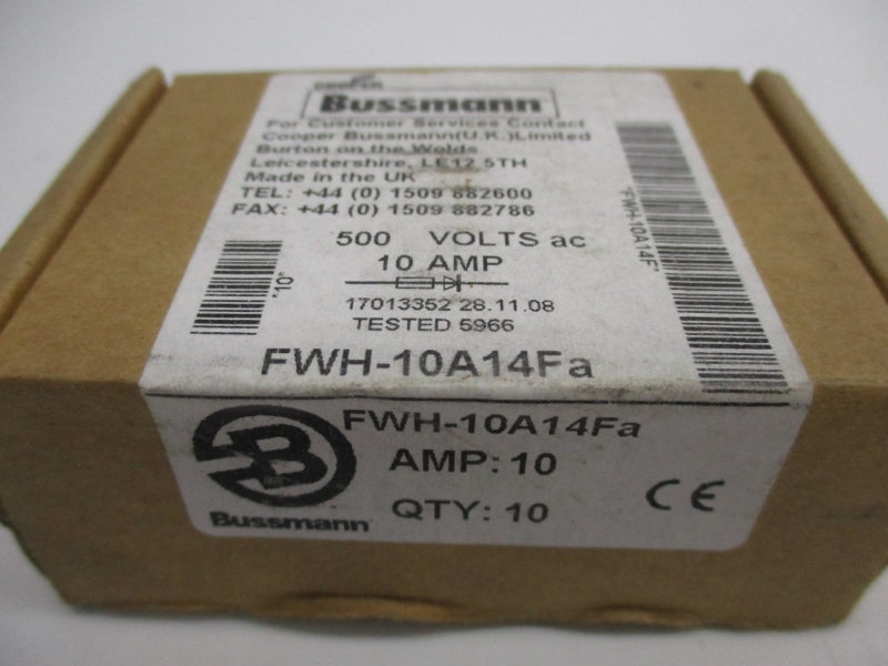 BUSSMANN FWH-10A14FA 500VAC 10A (PKG OF 10) NSMP