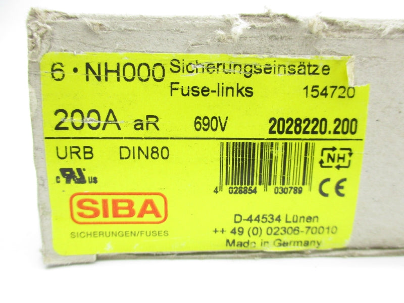 SIBA 2028220.200 690VAC 200A (PKG OF 6) NSMP