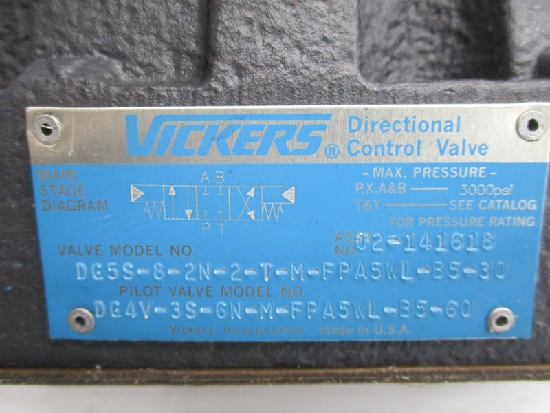 VICKERS DG5S82N2TMFPA5WLB530 02-141618 110/120V .48/.46A 3000PSI NSNP
