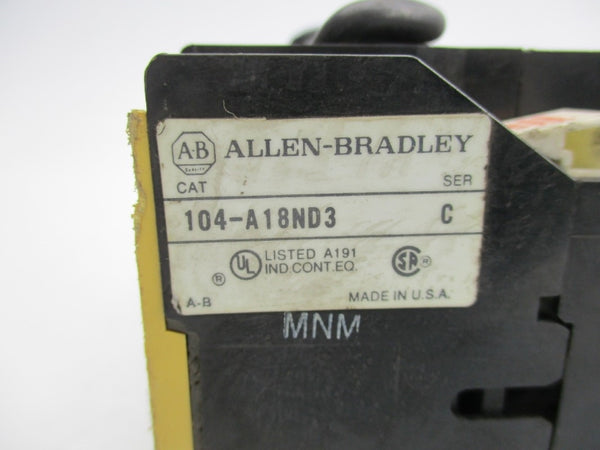 ALLEN BRADLEY 104-A18ND3 SER. C 110/120V 18A NSNP