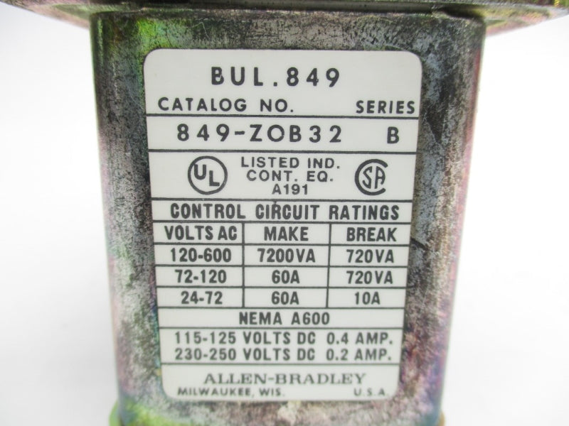 ALLEN BRADLEY 849-ZOB32 SER. B 440/480V 60A UNMP