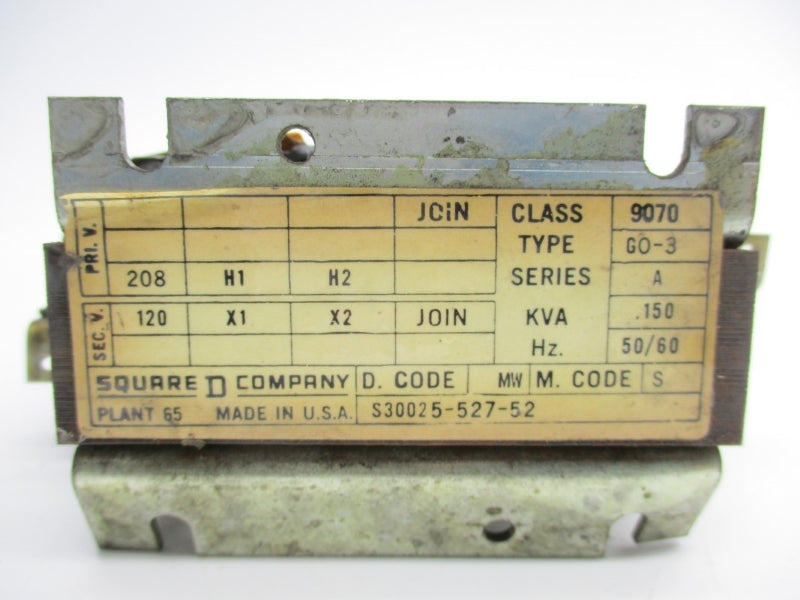 SQUARE D 9070GO3 SER. A 120/208V .150KV UNMP