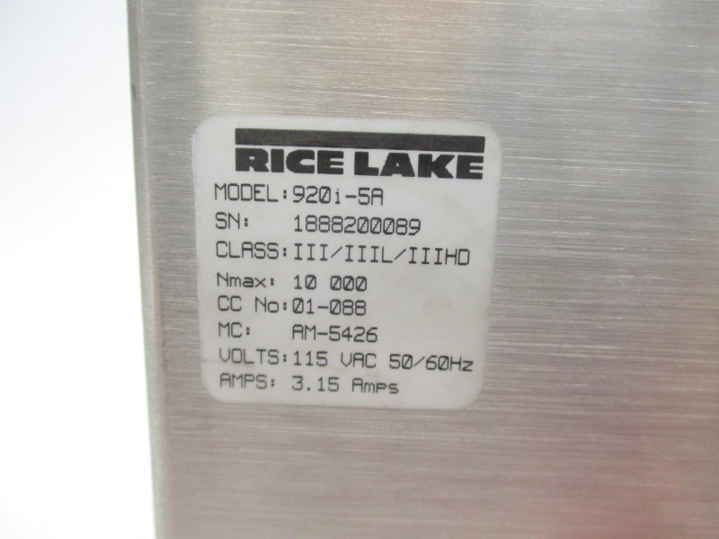 RICE LAKE 920I-5A 115VAC 3.15A NSNP
