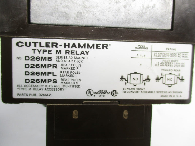 CUTLER HAMMER D26MT D26MPR SER. A2 120VDC 1.1A 1-180S NSNP