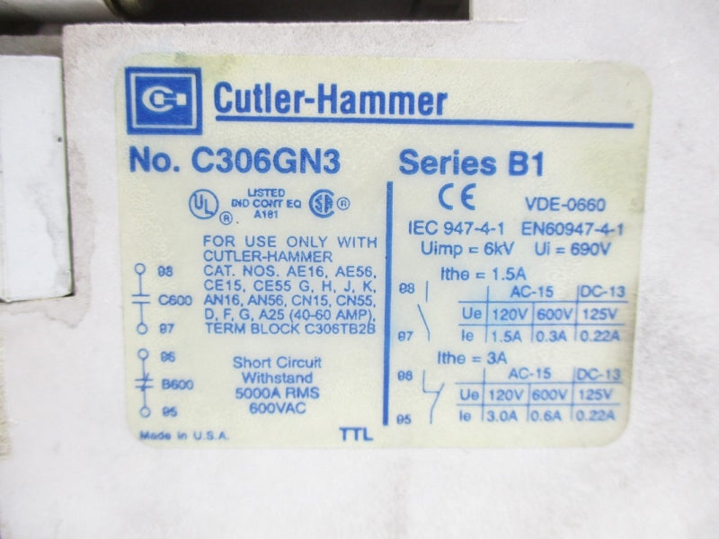 CUTLER HAMMER AN16DN0 SER. B1 110/120V UNMP