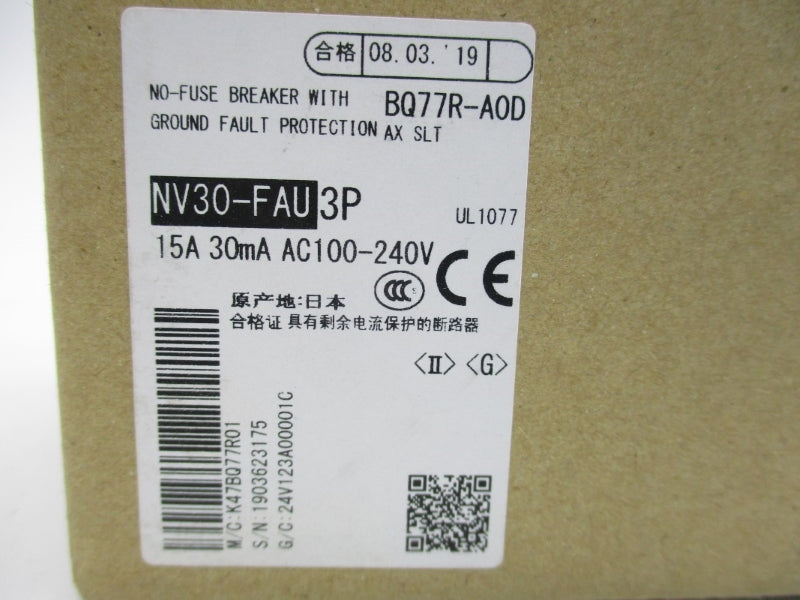 MITSUBISHI ELECTRIC NV30-FAU3P15A30Y 100-240VAC 15A NSMP