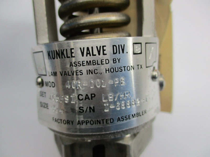 KUNKLE VALVE 40R-D01-PE 109PSI 3/4" NSNP