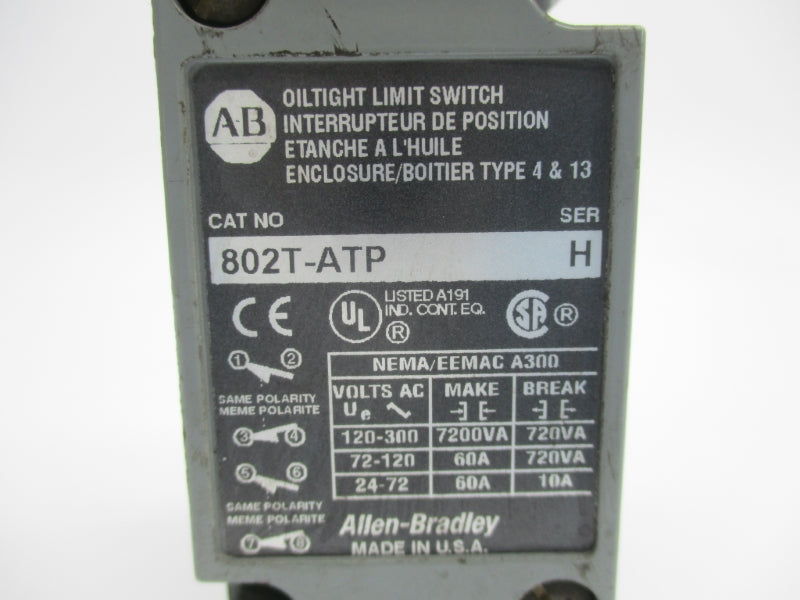 ALLEN BRADLEY 802T-ATP SER. H 120-300VAC 60A UNMP