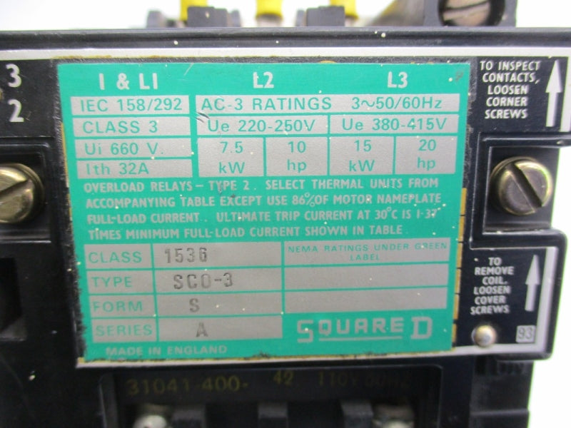 SQUARE D 1536SCO3 SER. A 110/120V 32A UNMP