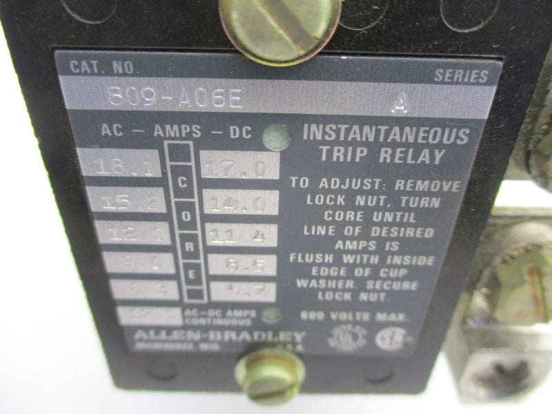 ALLEN BRADLEY 809-A06E SER. A 12A (BR/YL) NSMP