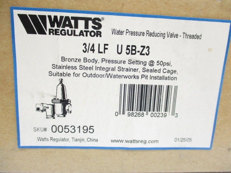WATTS 3/4LFU5B-Z3 25-75PSI NSMP