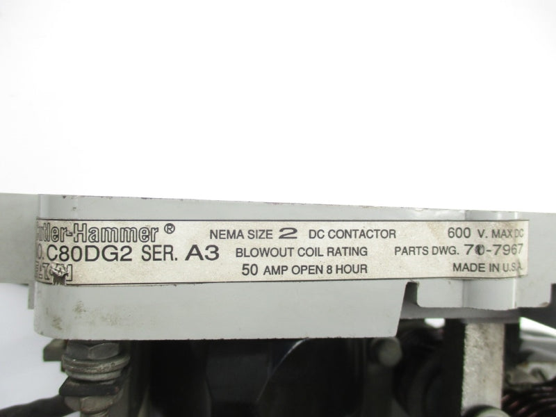 CUTLER HAMMER C80DG2 SER. A3 600VDC 50A UNMP