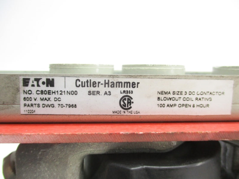 CUTLER HAMMER C80EH121N00 SER. A3 600VDC 100A UNMP