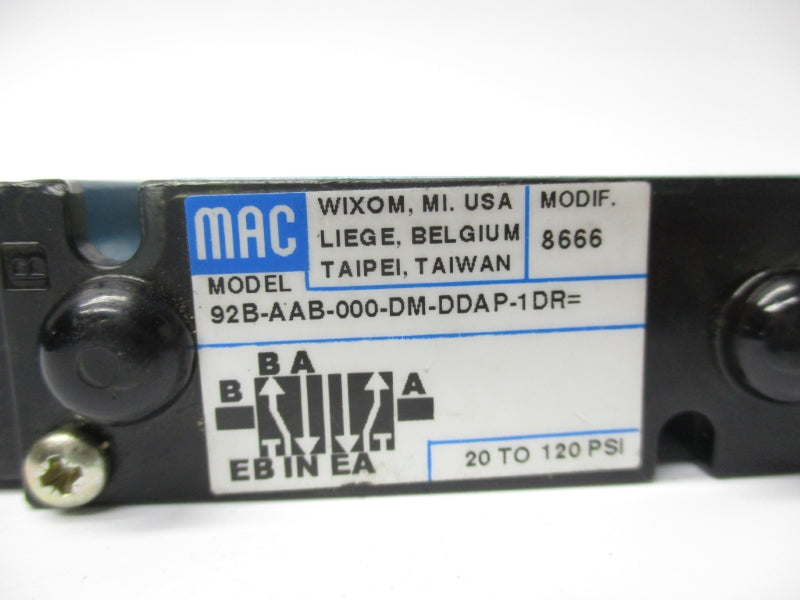 MAC 92B-AAB-000-DM-DDAP-1DR 24VDC 20-120PSI UNMP