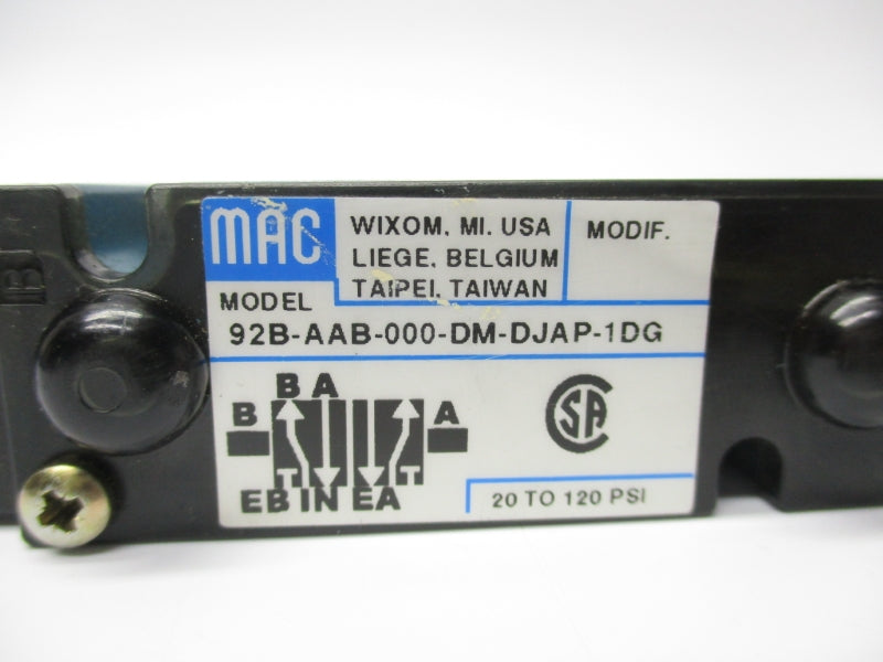 MAC 92B-AAB-000-DM-DJAP-1DG 110/120V 20-120PSI UNMP