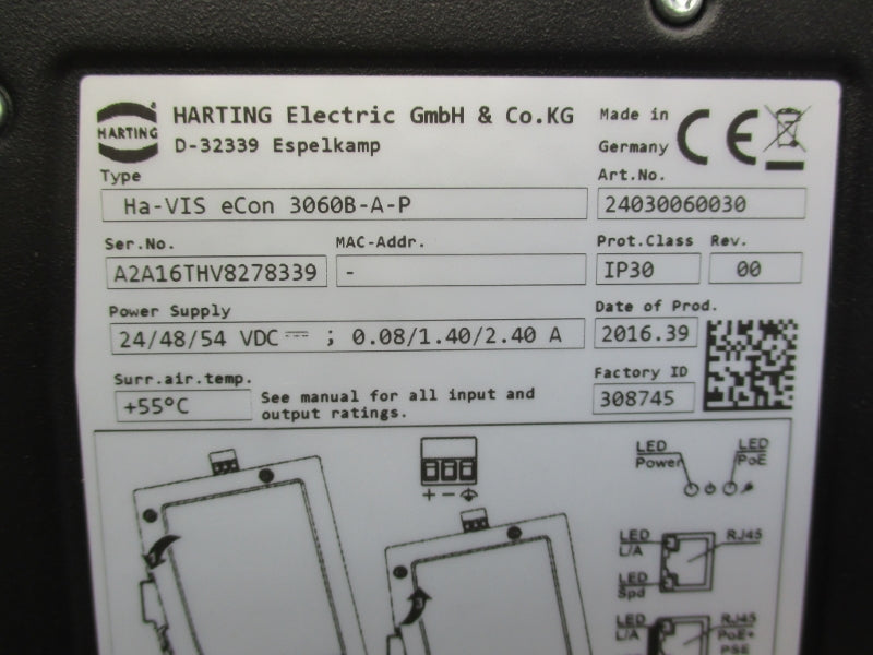 HARTING 24030060030 24/48/54VDC 0.08/1.40/2.40A NSMP