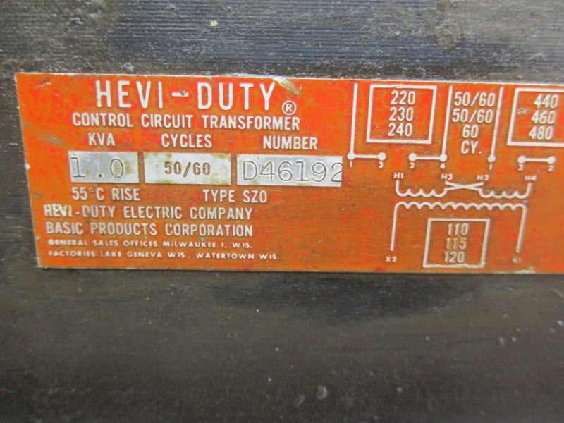 HEVI DUTY D46192 480V 1.0KVA UNMP