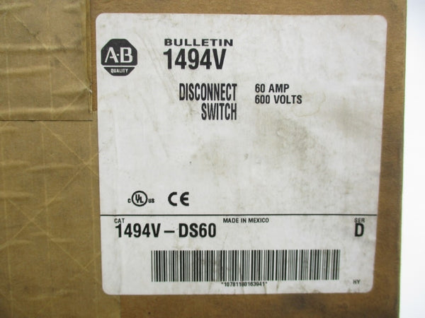 ALLEN BRADLEY 1494V-DS60 SER. D 600V 60A (BR/WH) NSFS