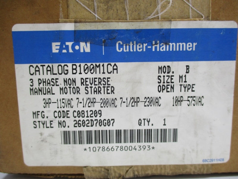 CUTLER HAMMER B100M1CA 575VAC NSMP