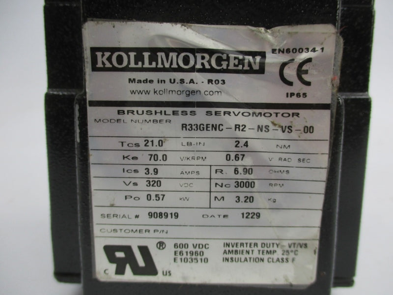 KOLLMORGEN R33GENC-R2-NS-VS-00 320VDC 3.9A NSNP