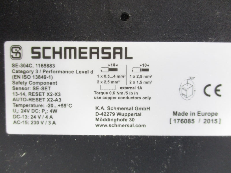 SCHMERSAL SE-304C 1165883 24VDC 4A NSNP