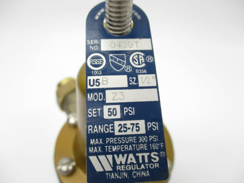 WATTS 1/2-U5B-Z3 0052977 50PSI NSMP