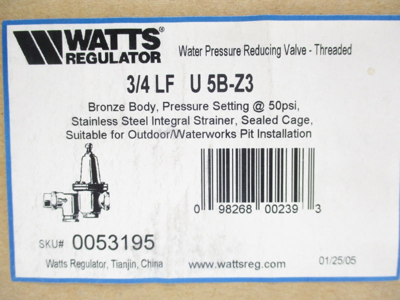 WATTS 3/4-LF-U5B-Z3 0053195 300PSI 160'F NSMP