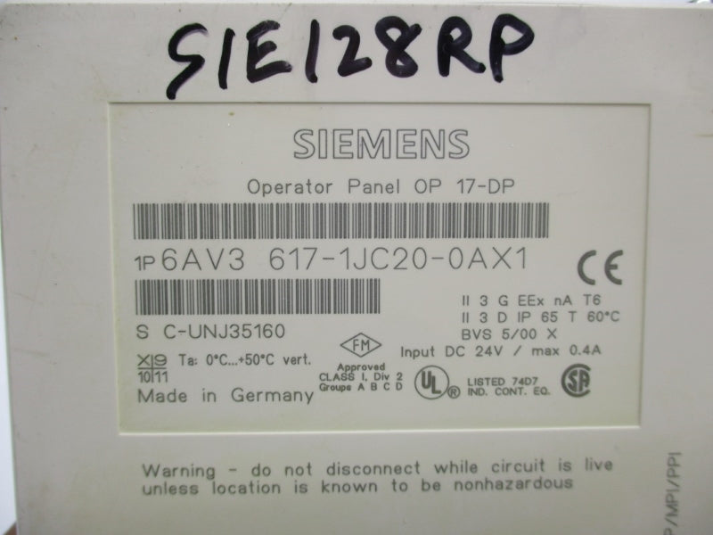 SIEMENS 6AV3617-1JC20-0AX1 24VDC 0.4A UNMP