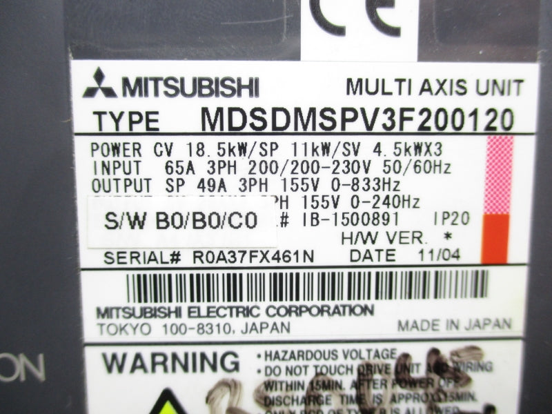 MITSUBISHI MDSDMSPV3F200120 200/200-260VAC 65A UNMP