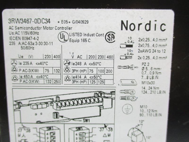 NORDIC 3RW3467-0DC34 115VAC UNMP