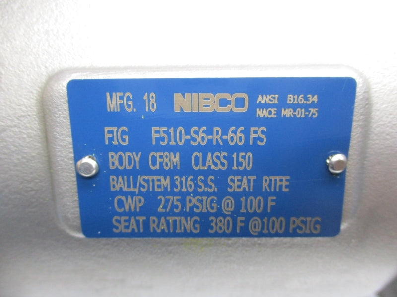 NIBCO F510-S6-R-66FS 275PSI 100'F NSNP