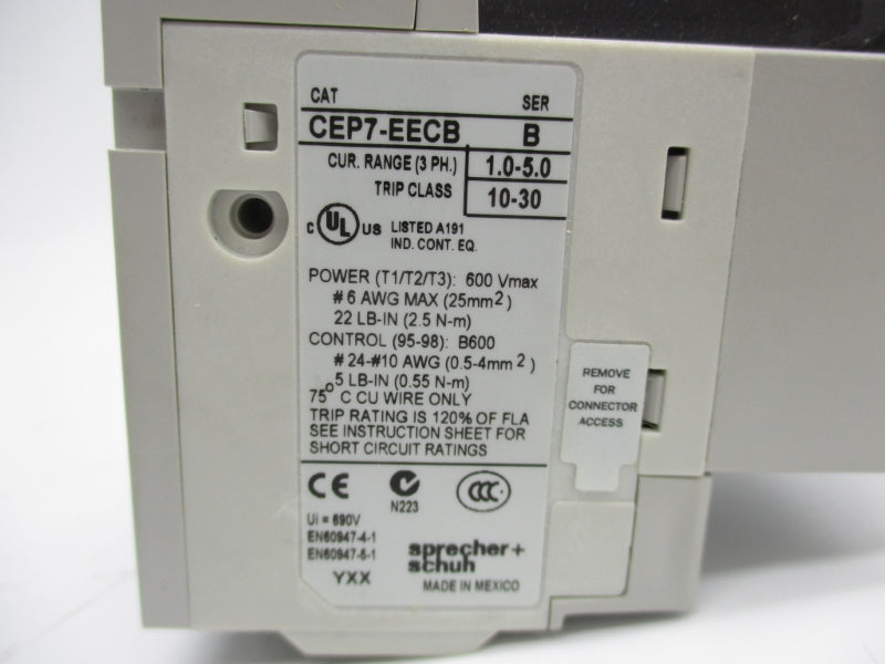 SPRECHER+SCHUH CEP7-EECB SER. B 600V 1.0-5.0A NSMP