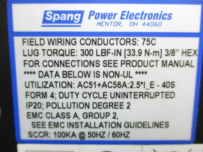 SPANG 1052-0200-I00-0-1-00 20-600VAC 200A UNMP