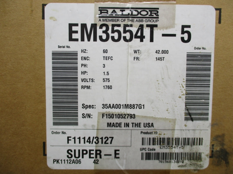 BALDOR EM3554T-5 575V 1.8A NSMP