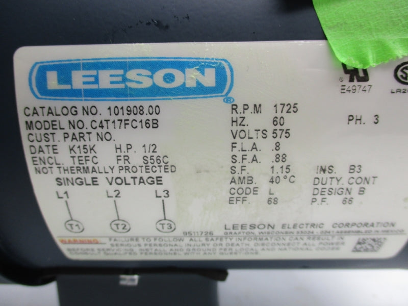 LEESON C4T17FC16B 101908.00 575V .8A NSMP