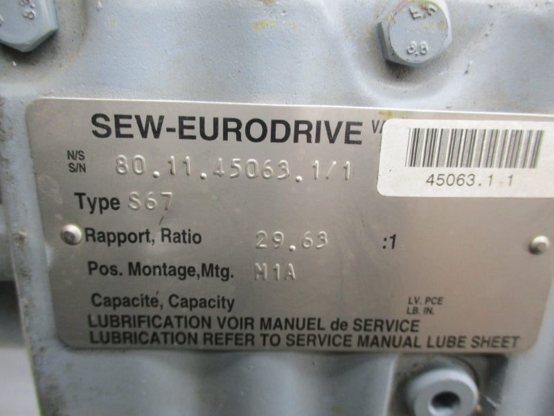 SEW EURODRIVE 80.11.45063.1/1 S67 UNMP