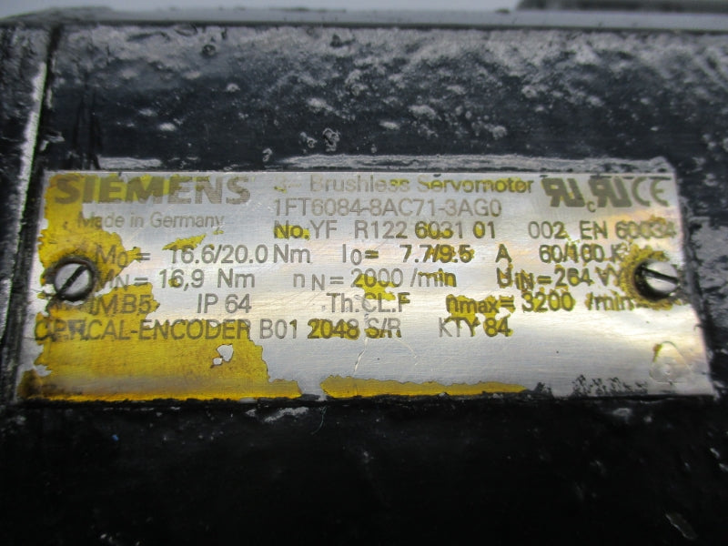 SIEMENS 1FT6084-8AC71-3AG0 7.7/9.5A UNMP