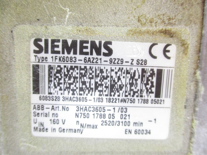 SIEMENS 1FK6083-6AZ21-9ZZ9-ZS28 160V UNMP