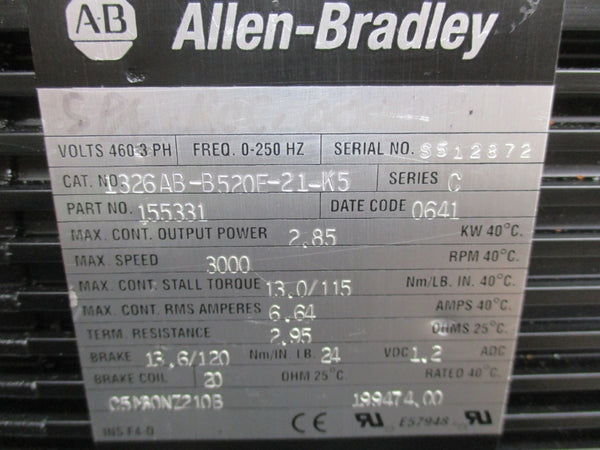 ALLEN BRADLEY 1326AB-B520E-21-K5 SER. C 460V 6.64A NSNP