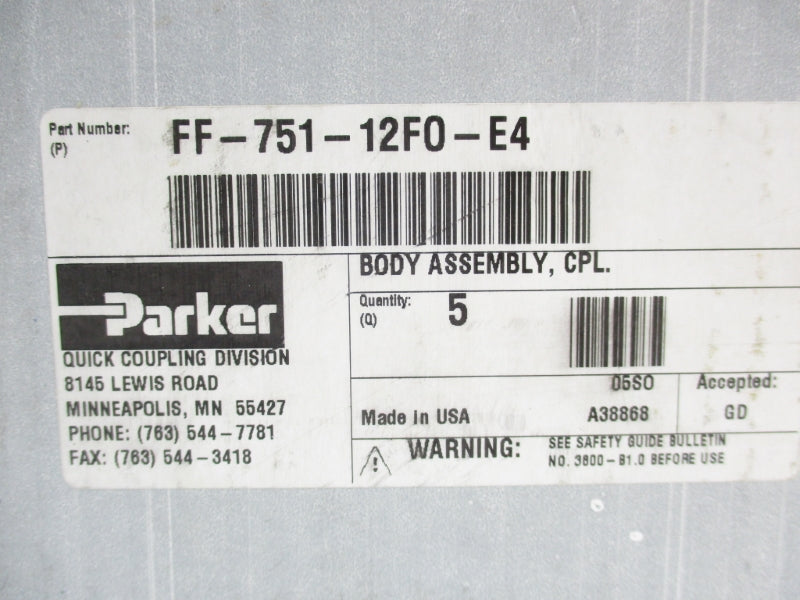 PARKER FF-751-12FO-E4 (PKG OF 5) NSMP