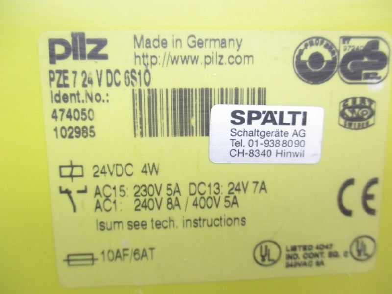 PILZ PZE724VDC6S1O 474050 24VDC 7A NSNP