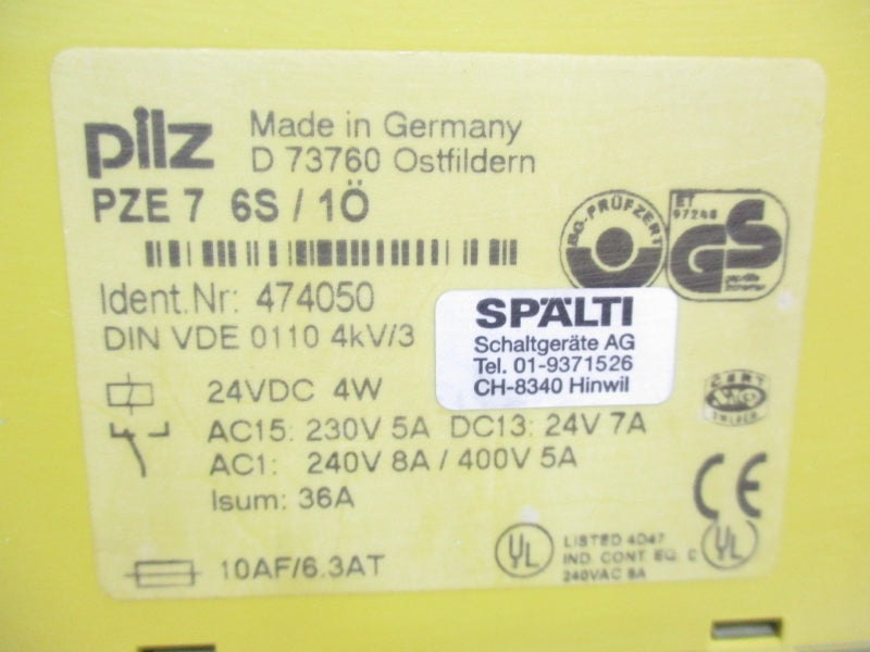 PILZ PZE76S/1O 474050 24VDC 7A UNMP