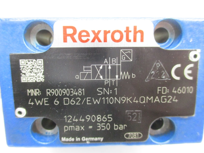 REXROTH 4WE6D62/EW110N9K4QMAG24 R900903481 24VDC 0.4A UNMP