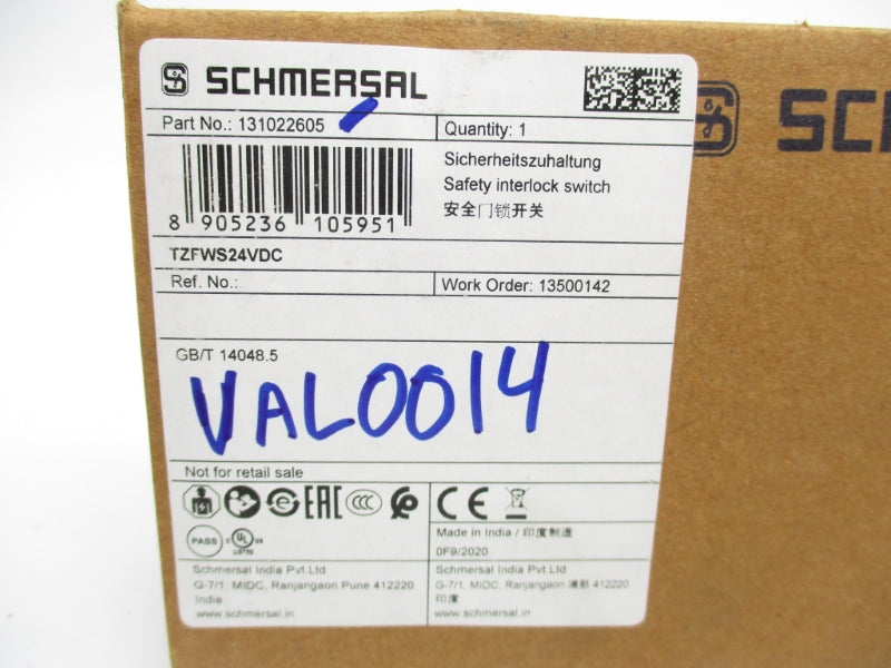 SCHMERSAL TZFWS24VDC 131022605 24VDC 8A NSMP