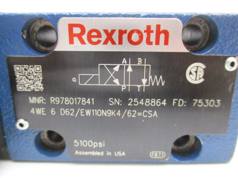 REXROTH 4WE6D62/EW110N9K4/62=CSA R978017841 UNMP