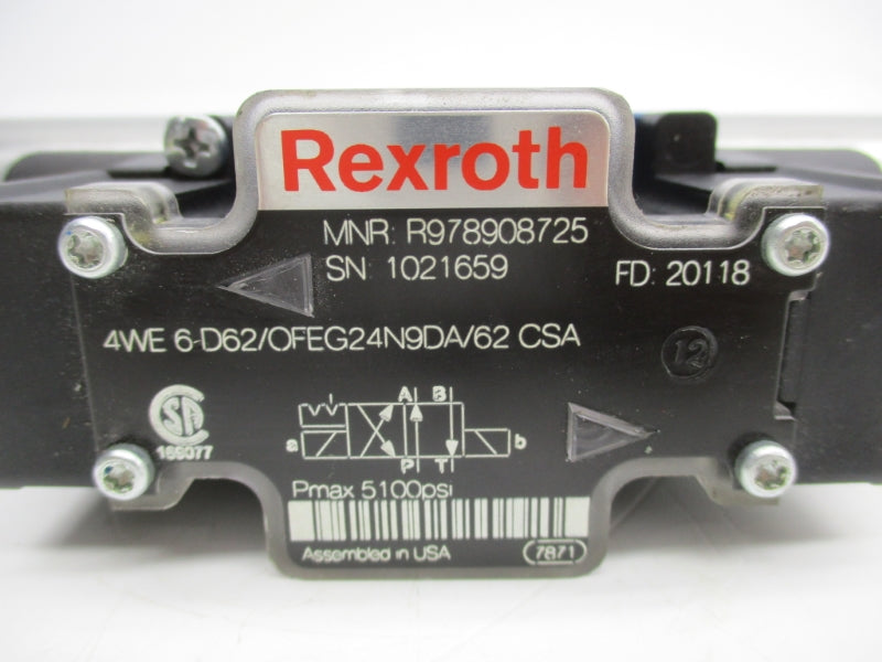 REXROTH 4WE6D62/OFEG24N9DA/62CSA R978908725 24VDC 1.25A NSNP