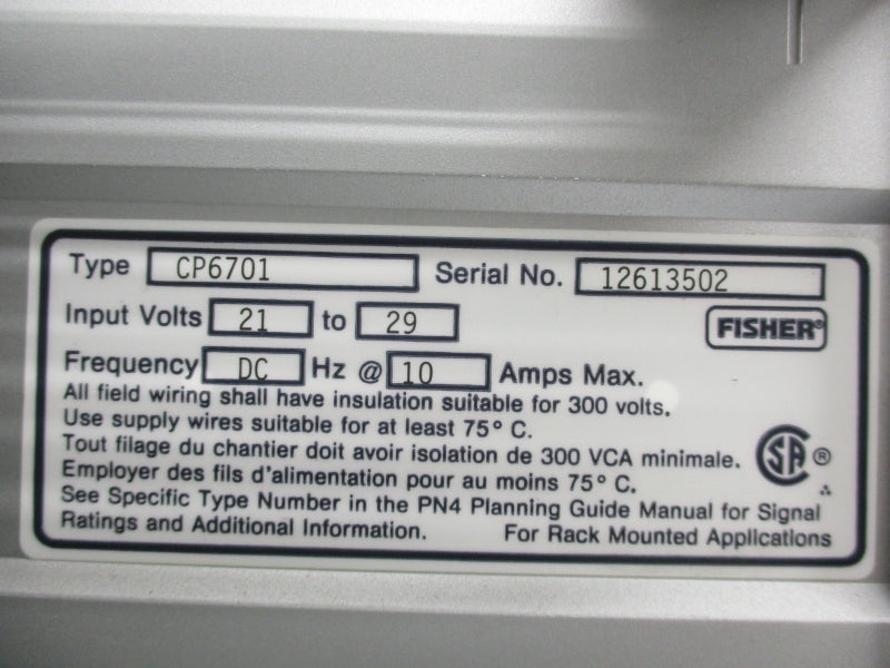 FISHER CP6701 21-29VAC 10A UNMP